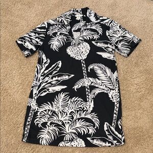 H&M Black and White Tropical Print Mini Dress